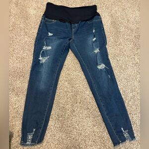 Maternity Women's Distressed Blue Skinny Jeans